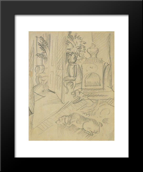 Dog On Fire 20x24 Black Modern Wood Framed Art Print Poster by Macke, August