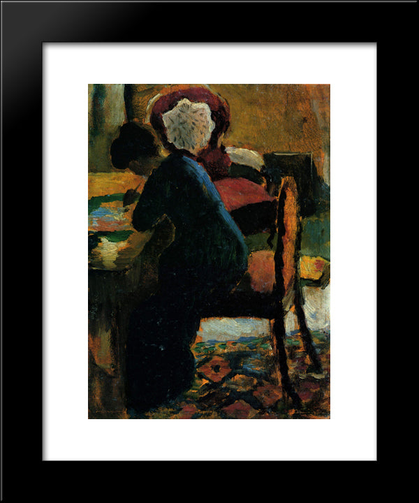 Elisabeth At The Table 20x24 Black Modern Wood Framed Art Print Poster by Macke, August