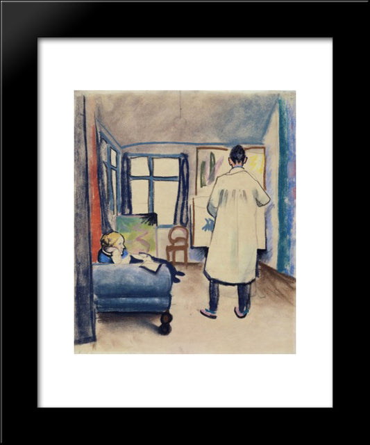 Franz Marc And Maria In The Studio 20x24 Black Modern Wood Framed Art Print Poster by Macke, August