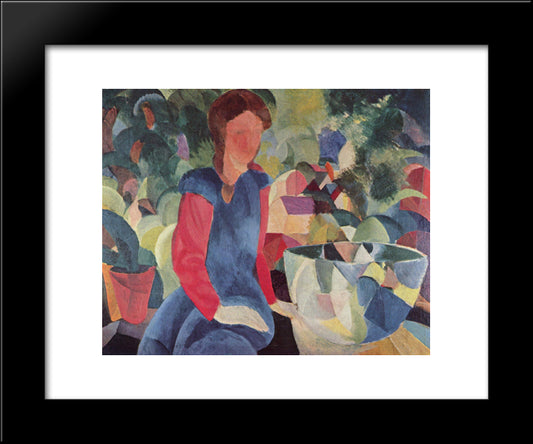 Girl With A Fish Bowl 20x24 Black Modern Wood Framed Art Print Poster by Macke, August