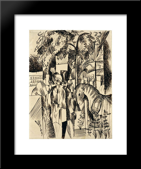 In The Zoological Garden 20x24 Black Modern Wood Framed Art Print Poster by Macke, August