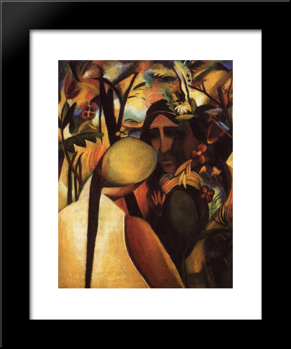 Indianer 20x24 Black Modern Wood Framed Art Print Poster by Macke, August