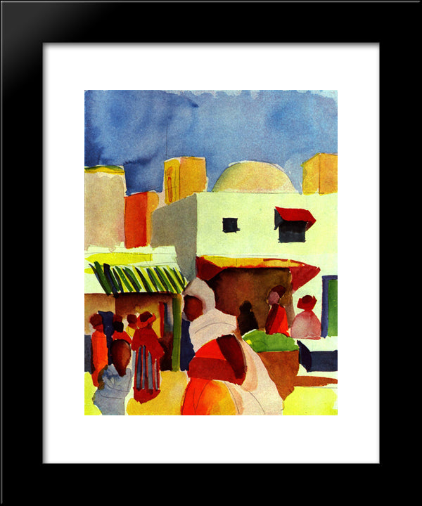 Market In Algiers 20x24 Black Modern Wood Framed Art Print Poster by Macke, August