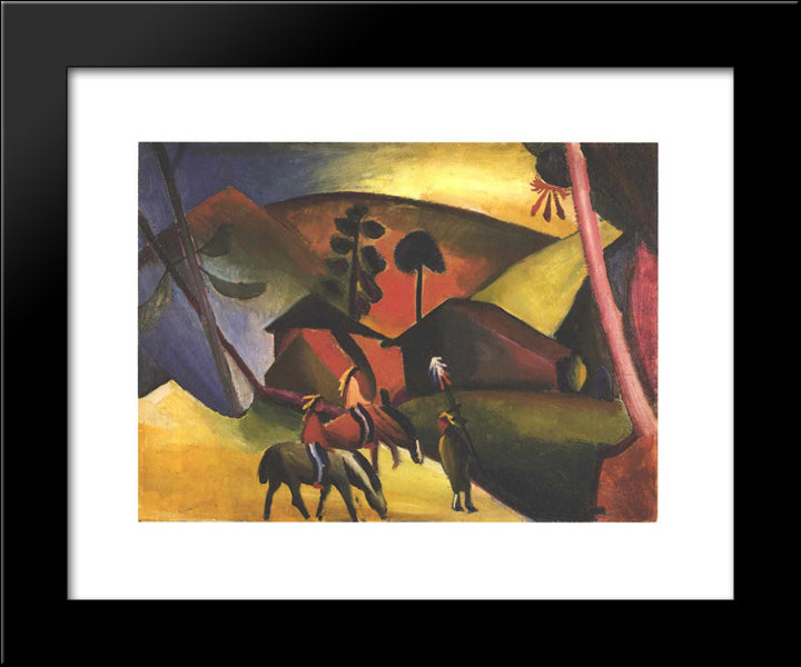 Native Aericans On Horses 20x24 Black Modern Wood Framed Art Print Poster by Macke, August