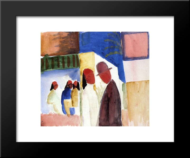 On The Street 20x24 Black Modern Wood Framed Art Print Poster by Macke, August