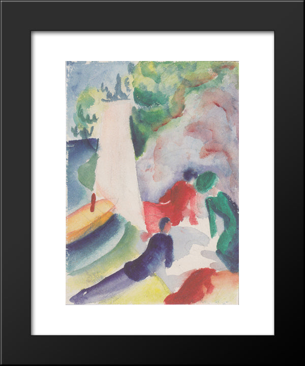 Picnic On The Beach 20x24 Black Modern Wood Framed Art Print Poster by Macke, August