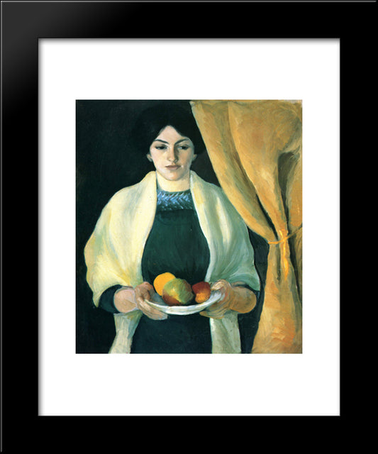 Portrait With Apples (Portrait Of The Artist'S Wife) 20x24 Black Modern Wood Framed Art Print Poster by Macke, August