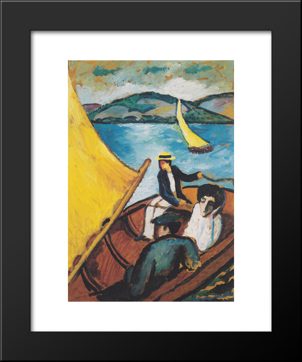 Sailing Boat On The Tegernsee 20x24 Black Modern Wood Framed Art Print Poster by Macke, August