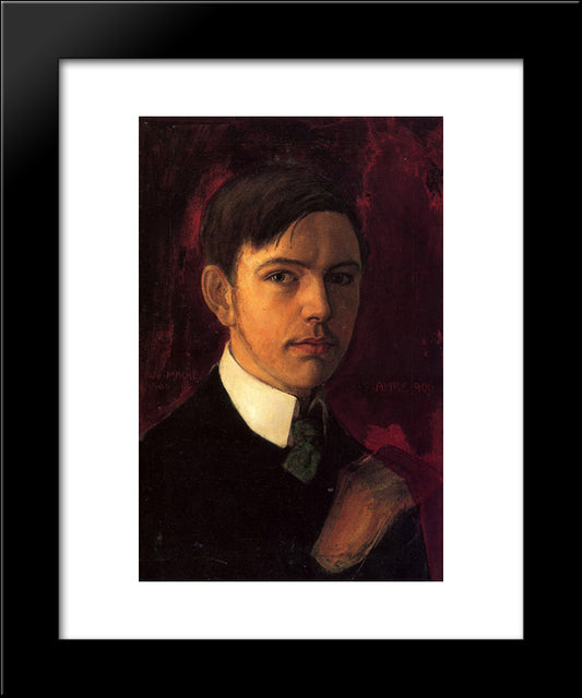 Self-Portrait 20x24 Black Modern Wood Framed Art Print Poster by Macke, August