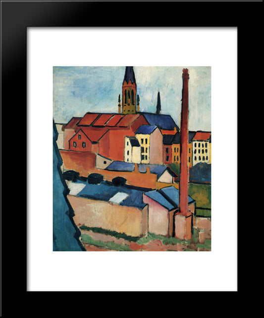 St. Mary'S With Houses And Chimney (Bonn) 20x24 Black Modern Wood Framed Art Print Poster by Macke, August