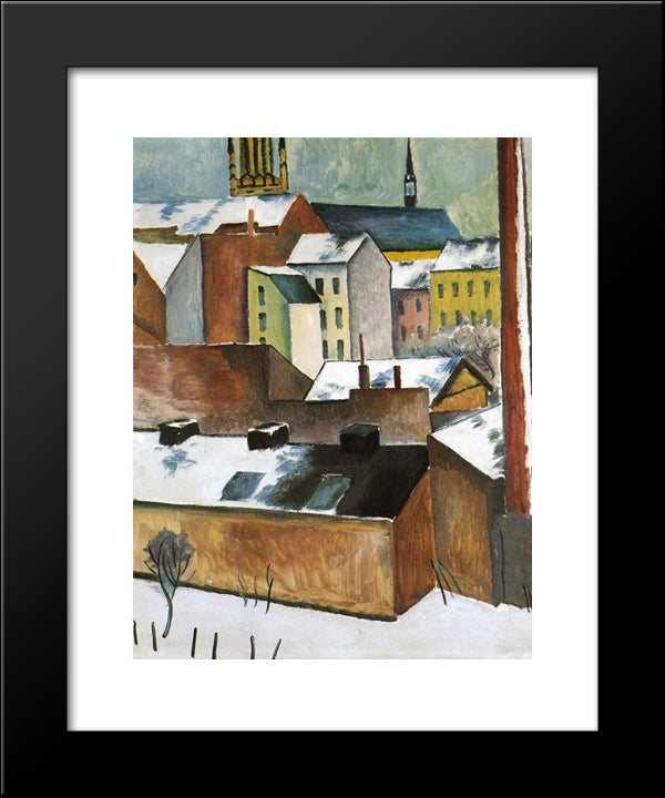 The Church Of St. Mary In Bonn In Snow 20x24 Black Modern Wood Framed Art Print Poster by Macke, August