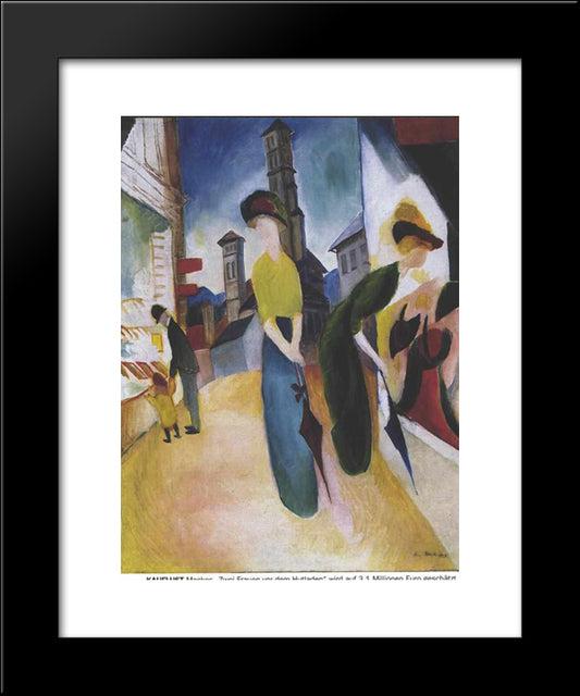 Two Women In Front Of A Hat Shop 20x24 Black Modern Wood Framed Art Print Poster by Macke, August