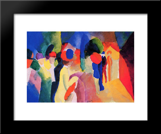 Woman With A Yellow Jacket 20x24 Black Modern Wood Framed Art Print Poster by Macke, August