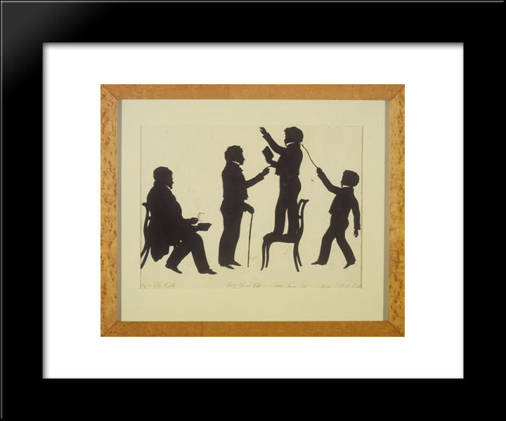 Cut Silhouette Of Four Full Figures 20x24 Black Modern Wood Framed Art Print Poster by Edouart, Auguste
