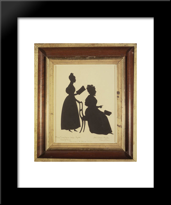 Cut Silhouette Of Two Women Facing Right 20x24 Black Modern Wood Framed Art Print Poster by Edouart, Auguste