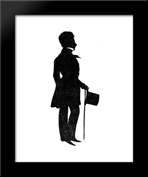 H.W. Longfellow 20x24 Black Modern Wood Framed Art Print Poster by Edouart, Auguste
