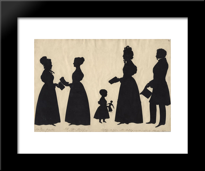Jane Anderson; Esther Ainslie; Helena Anderson; Mrs Arkley; Charles Atherton 20x24 Black Modern Wood Framed Art Print Poster by Edouart, Auguste
