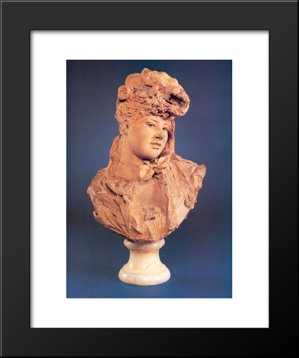 Bust Of A Smiling Woman 20x24 Black Modern Wood Framed Art Print Poster by Rodin, Auguste