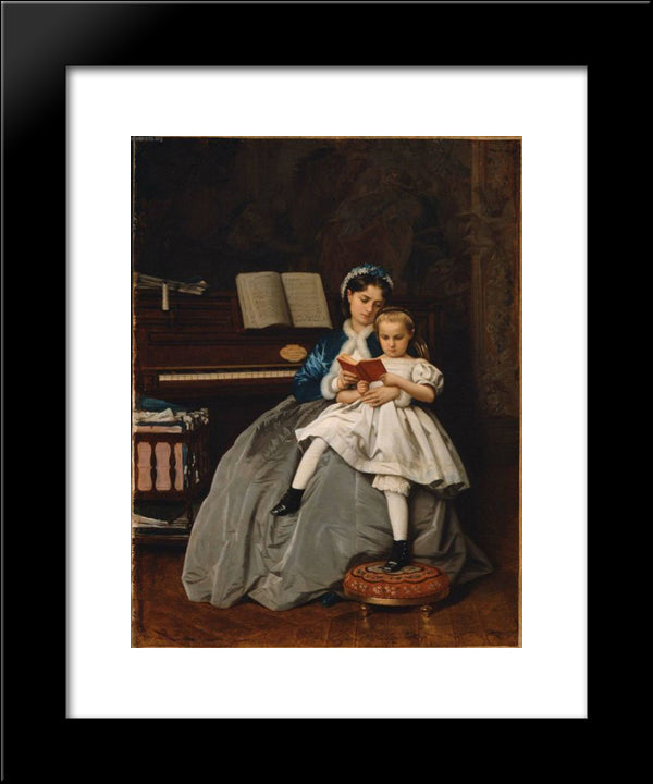 Reading Lesson 20x24 Black Modern Wood Framed Art Print Poster by Toulmouche, Auguste