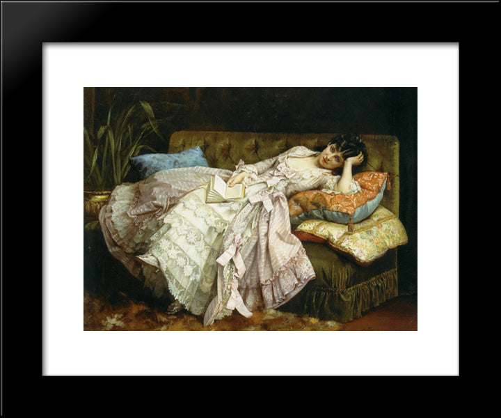 Sweet Doing Nothing 20x24 Black Modern Wood Framed Art Print Poster by Toulmouche, Auguste