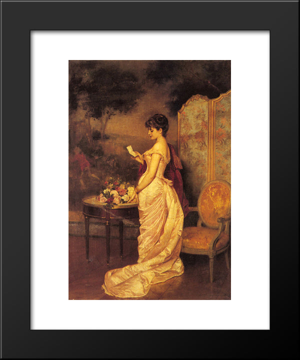 The Love Letter 20x24 Black Modern Wood Framed Art Print Poster by Toulmouche, Auguste