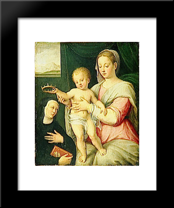 Virgin And Child With Saint 20x24 Black Modern Wood Framed Art Print Poster by Longhi, Barbara