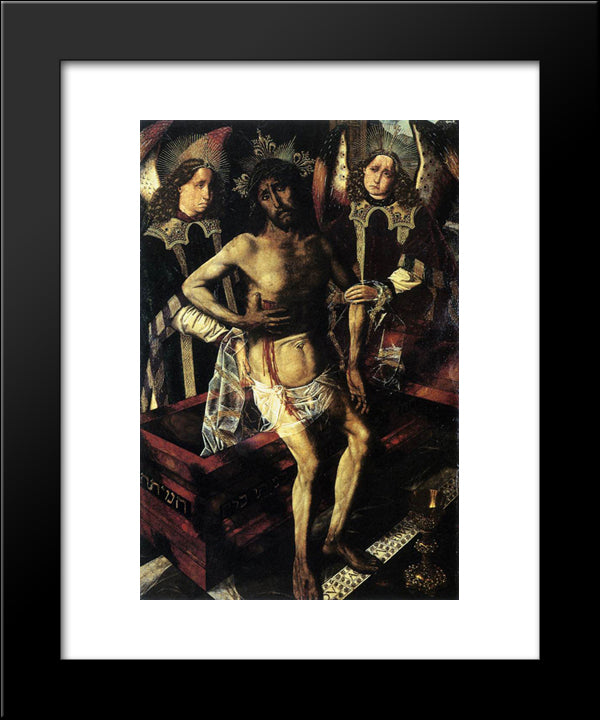 Christ At The Tomb Supported By Two Angels 20x24 Black Modern Wood Framed Art Print Poster by Bermejo, Bartolome