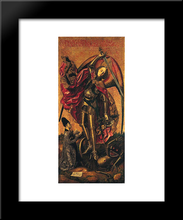 Saint Michael Triumphs Over The Devil 20x24 Black Modern Wood Framed Art Print Poster by Bermejo, Bartolome