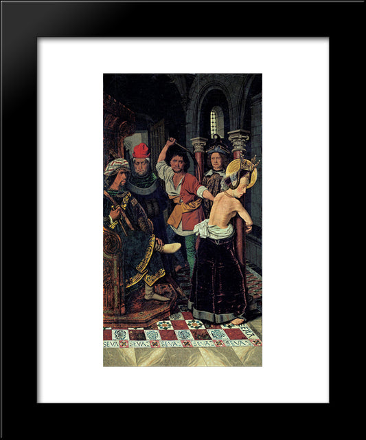 The Flagellation Of St Engracia 20x24 Black Modern Wood Framed Art Print Poster by Bermejo, Bartolome