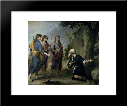 Abraham Receiving The Three Angels 20x24 Black Modern Wood Framed Art Print Poster by Murillo, Bartolome Esteban