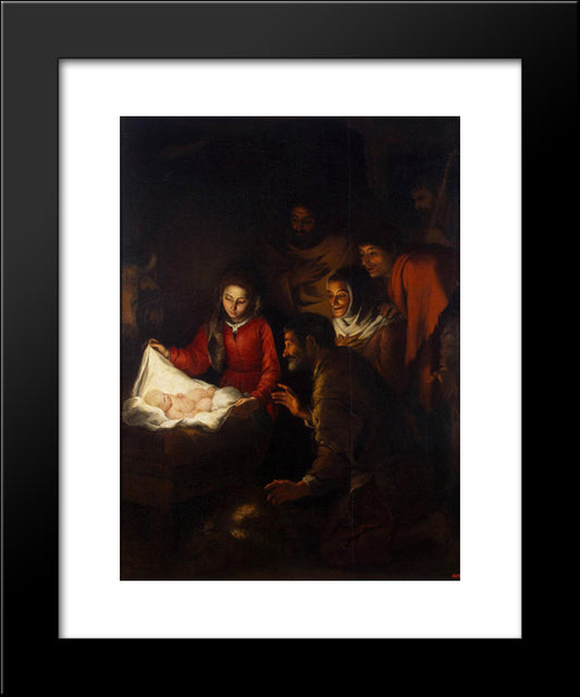 Adoration Of The Shepherds 20x24 Black Modern Wood Framed Art Print Poster by Murillo, Bartolome Esteban