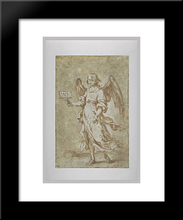 Angel Holding Registration 20x24 Black Modern Wood Framed Art Print Poster by Murillo, Bartolome Esteban
