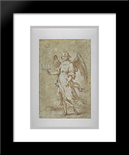 Angel Holding Registration 20x24 Black Modern Wood Framed Art Print Poster by Murillo, Bartolome Esteban