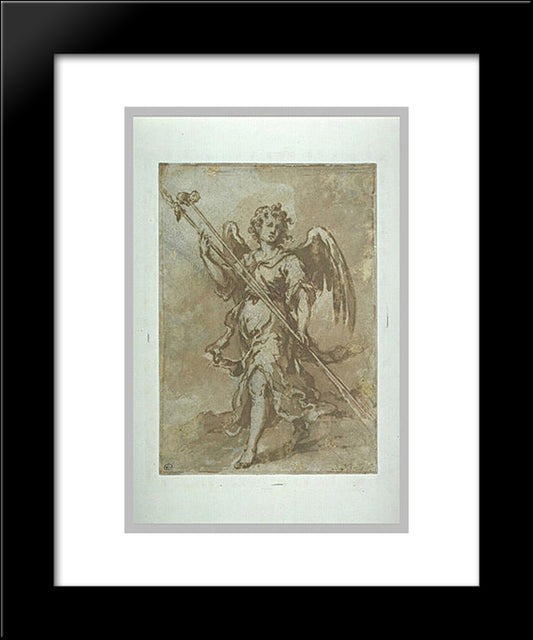 Angel Holding The Spear And Sponge Holder 20x24 Black Modern Wood Framed Art Print Poster by Murillo, Bartolome Esteban