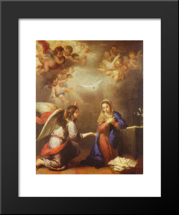 Annunciation 20x24 Black Modern Wood Framed Art Print Poster by Murillo, Bartolome Esteban