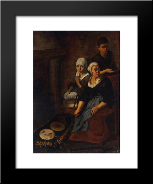 Baking Of Flat Cakes 20x24 Black Modern Wood Framed Art Print Poster by Murillo, Bartolome Esteban