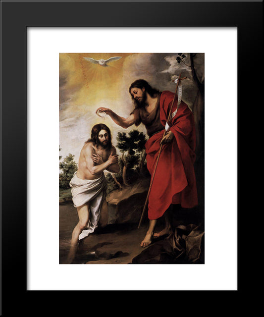 Baptism Of Christ 20x24 Black Modern Wood Framed Art Print Poster by Murillo, Bartolome Esteban