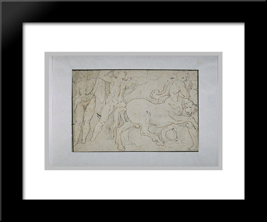 Battle Of Centaurs And Greek 20x24 Black Modern Wood Framed Art Print Poster by Murillo, Bartolome Esteban