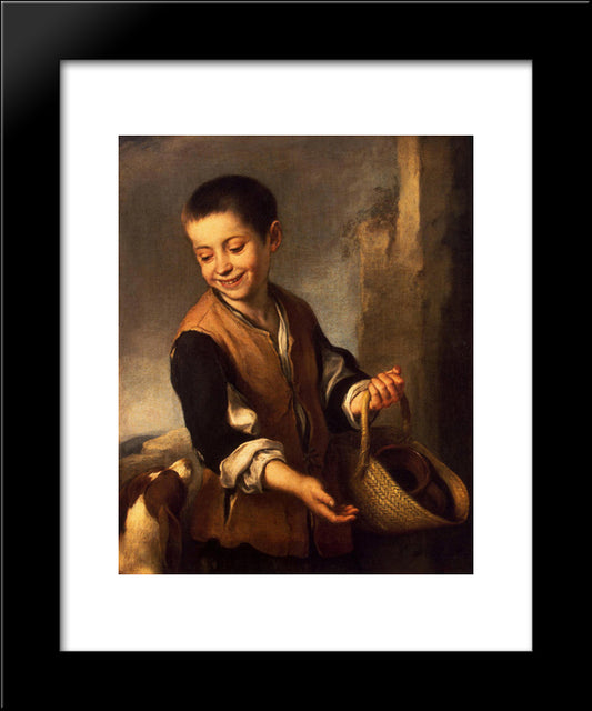 Boy With A Dog 20x24 Black Modern Wood Framed Art Print Poster by Murillo, Bartolome Esteban