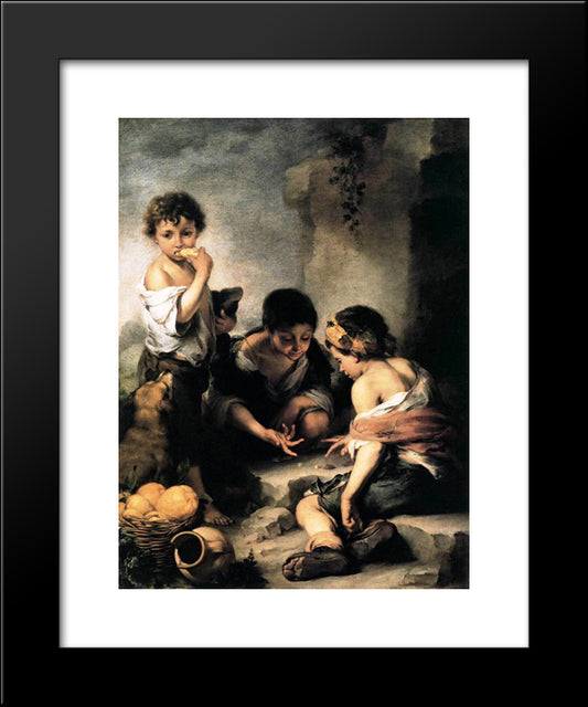 Boys Playing Dice 20x24 Black Modern Wood Framed Art Print Poster by Murillo, Bartolome Esteban