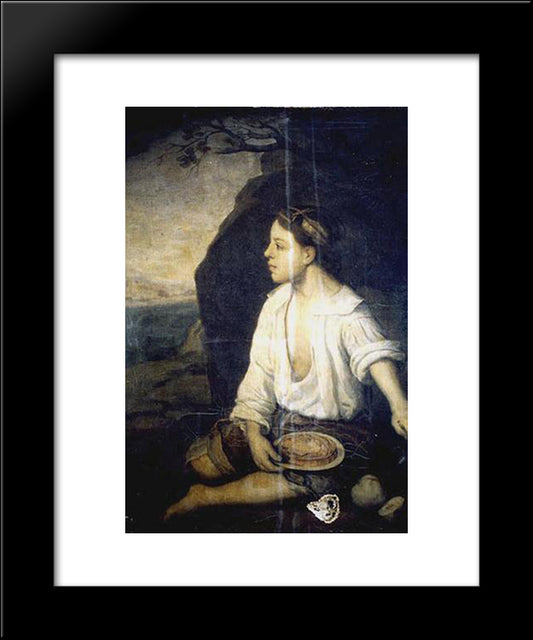 Child Sitting 20x24 Black Modern Wood Framed Art Print Poster by Murillo, Bartolome Esteban