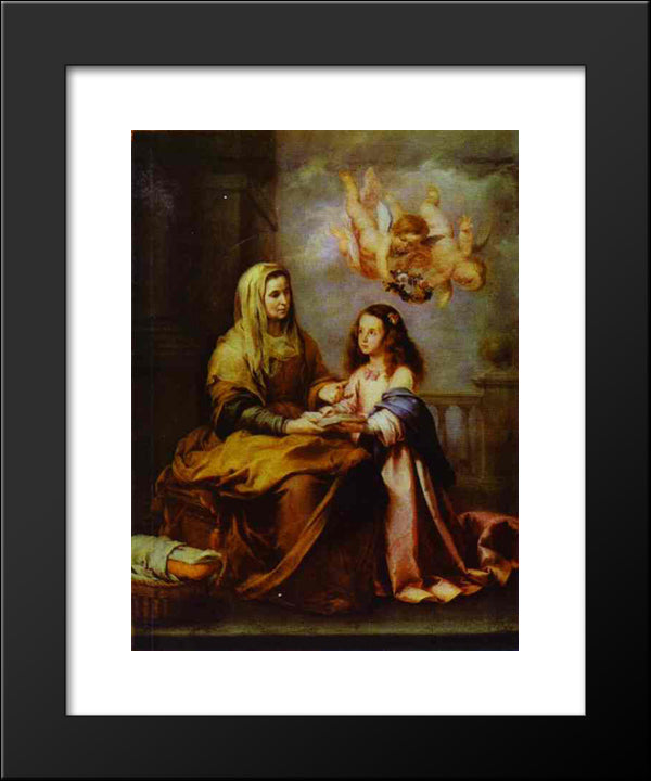 Childhood Of Virgin 20x24 Black Modern Wood Framed Art Print Poster by Murillo, Bartolome Esteban