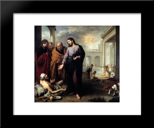 Christ At The Pool Of Bethesda 20x24 Black Modern Wood Framed Art Print Poster by Murillo, Bartolome Esteban