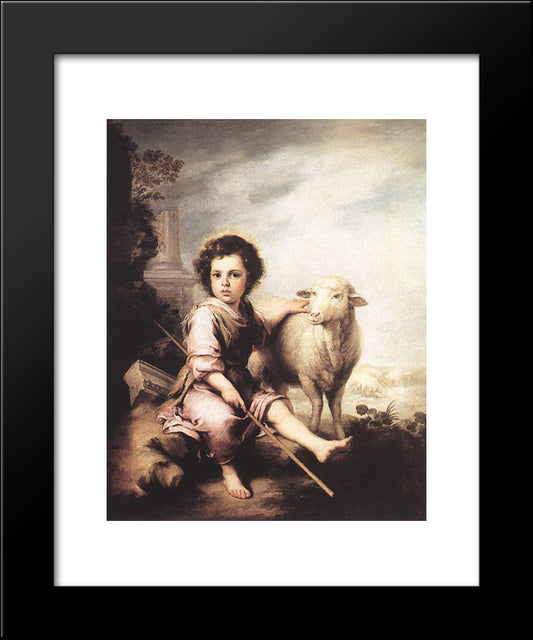 Christ The Good Shepherd 20x24 Black Modern Wood Framed Art Print Poster by Murillo, Bartolome Esteban