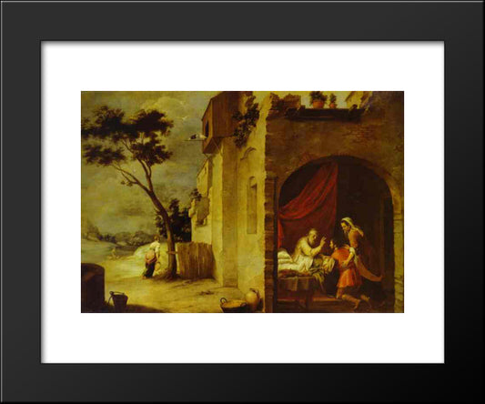 Isaac Blessing Jacob 20x24 Black Modern Wood Framed Art Print Poster by Murillo, Bartolome Esteban