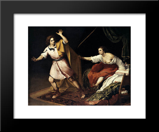 Joseph And Potiphar'S Wife 20x24 Black Modern Wood Framed Art Print Poster by Murillo, Bartolome Esteban