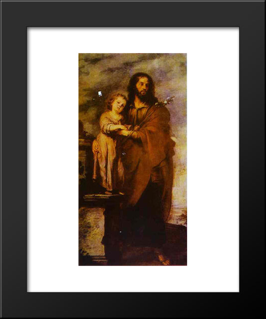 Joseph With Infant Chris 20x24 Black Modern Wood Framed Art Print Poster by Murillo, Bartolome Esteban