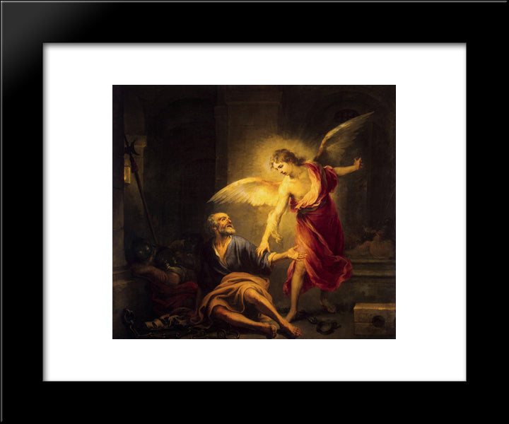 Liberation Of St. Peter 20x24 Black Modern Wood Framed Art Print Poster by Murillo, Bartolome Esteban