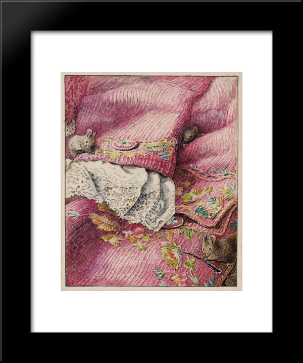 Helen Beatrix Potterthe Mice Stitching Button-Holes 20x24 Black Modern Wood Framed Art Print Poster by Potter, Beatrix