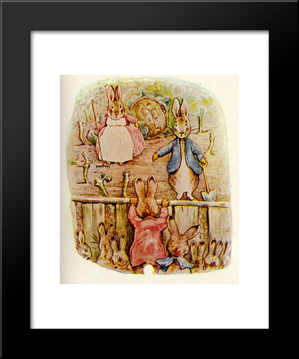 Peter Rabbit - Benjamin And Flopsy Bunny 20x24 Black Modern Wood Framed Art Print Poster by Potter, Beatrix